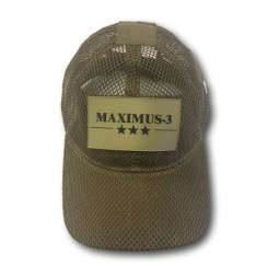Maximus-3 Logo Patch Tactical Mesh Cap, Coyote 